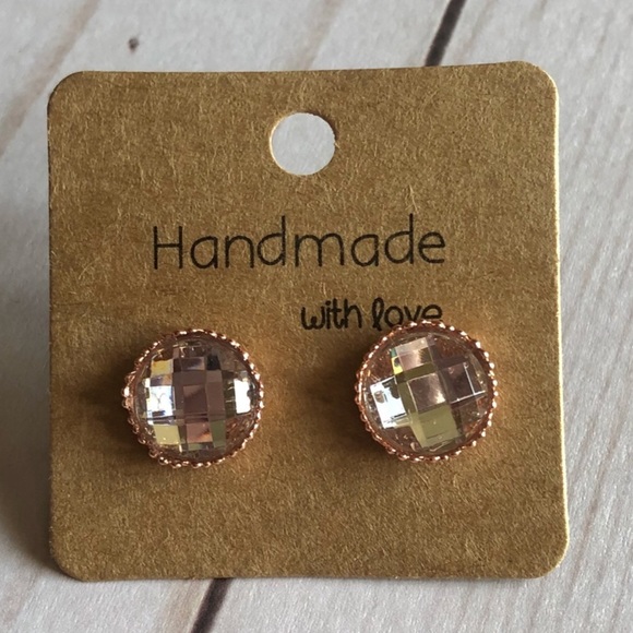 Clear Rhinestone Rose Gold Crown Stud Earrings! - Picture 8 of 16